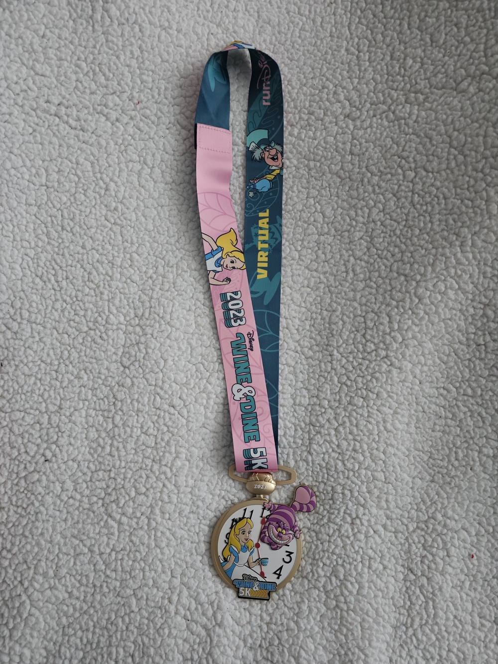 Alice in Wonderland 5K Medal Wine And Dine Rundisney  - Pink & Teal